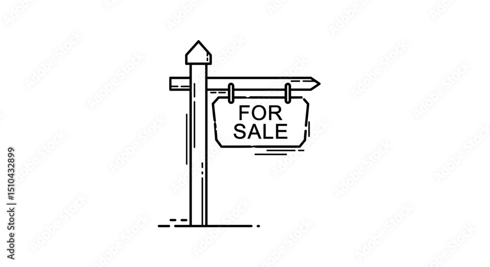 Fototapeta premium For sale sign on a wooden post