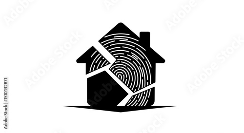House with fingerprint design symbolizing home security