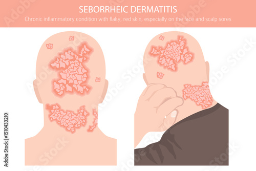 Seborrheic dermatitis. Skin diseases. Medical infographic design. Vector illustration