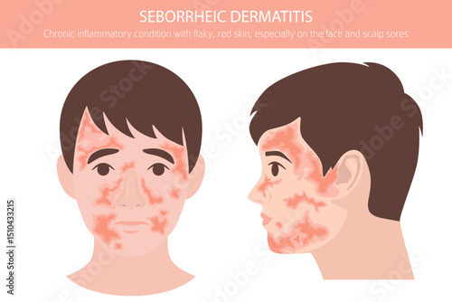 Seborrheic dermatitis. Skin diseases. Medical infographic design. Vector illustration