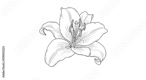 Line art of a blooming lily flower