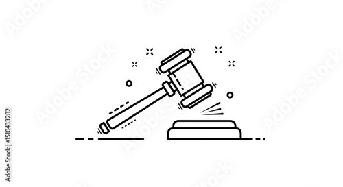 Legal gavel hitting block in a courtroom setting