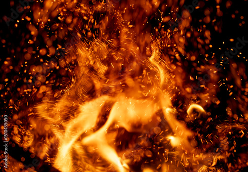 A fire with a lot of sparks