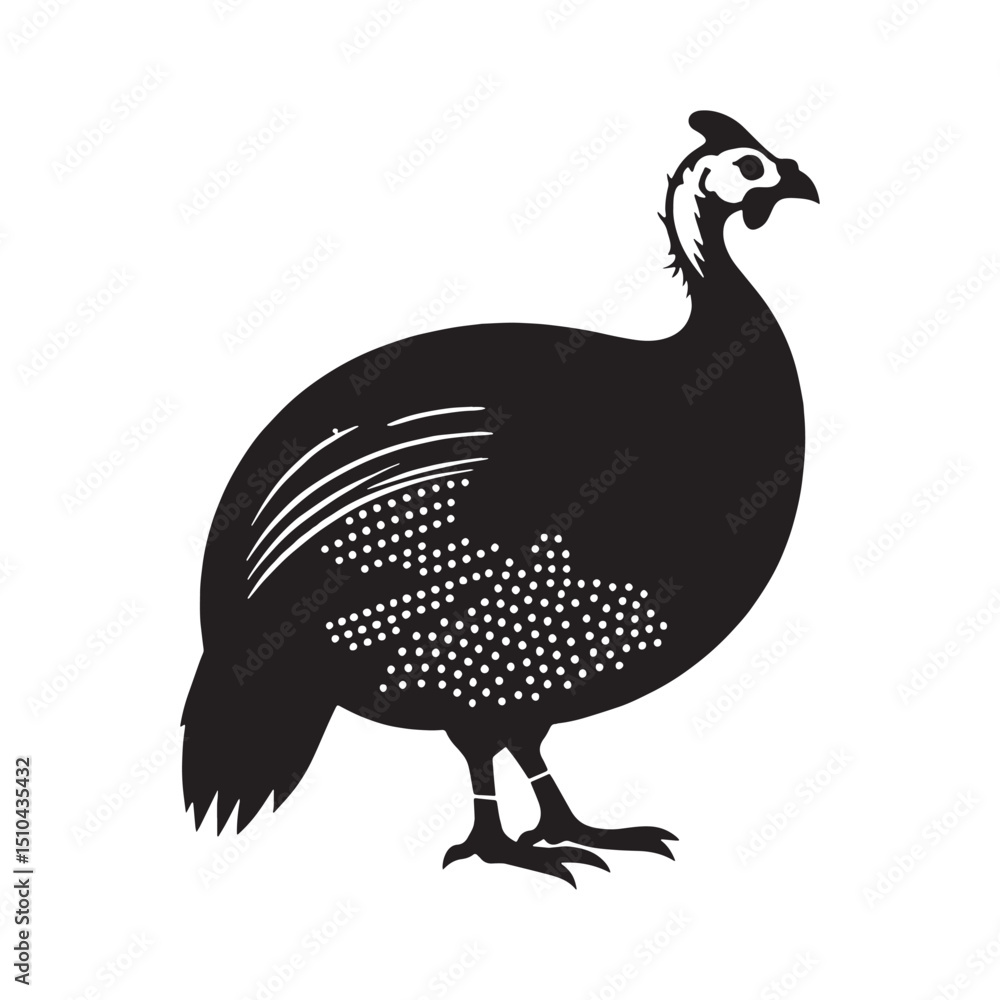 Obraz premium Guinea Fowl silhouette capturing natural beauty – Guinea Fowl illustration – Minimalist Guinea Fowl vector – Bird silhouette – Bird vector
