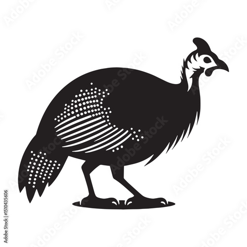 Graceful Guinea Fowl silhouette with distinct features – Guinea Fowl illustration – Minimalist Guinea Fowl vector – Bird silhouette – Bird vector

