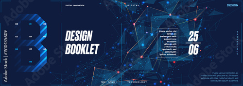 Plexus wireframe background for banner, brochure, booklet, horizontal flyer, and website design. Abstract Low Poly digital tech bg. Futuristic technology background with thin lines, triangles and dots
