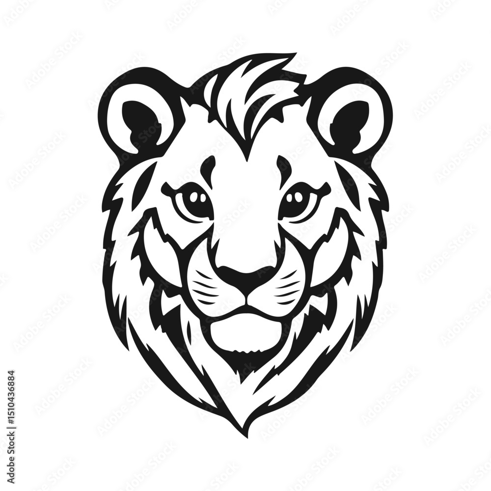 Cartoon lion head, wild animal illustration, jungle predator, cute lion cub vector Cartoon lion head, wild animal illustration, jungle predator, cute lion cub vector