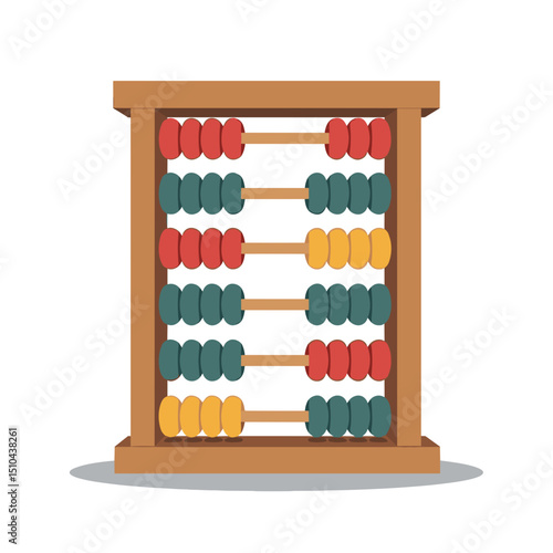 Illustration of a Classic Abacus with Colorful Beads for Calculation and Mathematical Learning