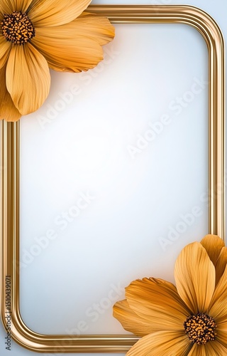 Autumn themed title card featuring orange cosmos flowers on white background isolated background