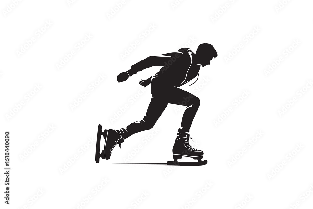 Obraz premium A black-and-white skating against a white background in a straightforward and inconspicuous vector silhouette
