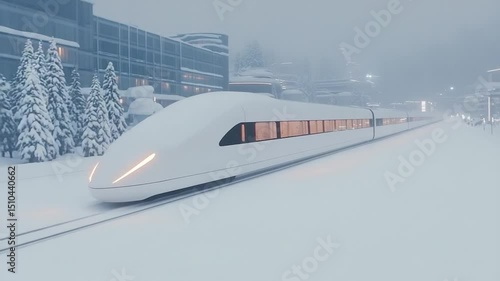 High-Speed Train in Snowy Landscape