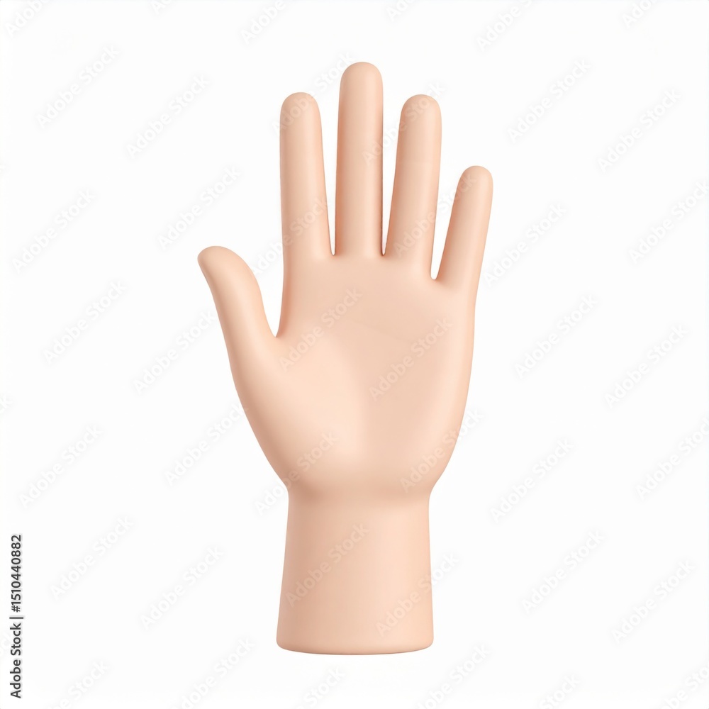 Fototapeta premium Beige Cartoon Hand Gesture on White Background