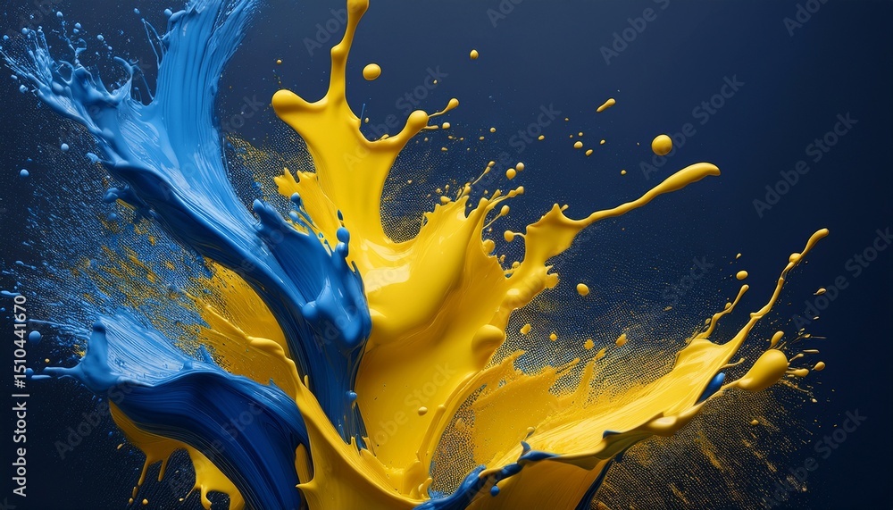 abstract colorful splash with blue and yellow paint streaks abstract colorful splash with blue and yellow paint streaks