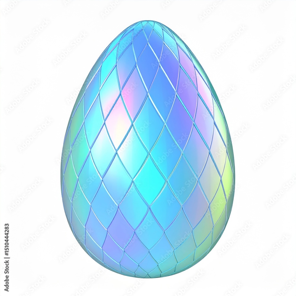 Obraz premium Iridescent Blue Egg with Diamond Pattern