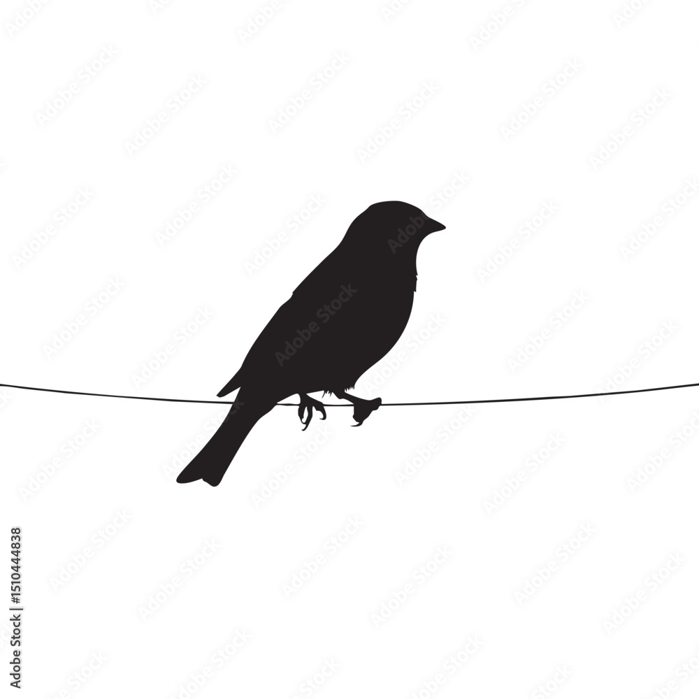 Black silhouette of American bunting banner with a Bird sitting on it, centered on plain white background, American Independence day theme, symbol Black silhouette of American bunting banner with a Bird sitting on it, centered on plain white background, American Independence day theme, symbol