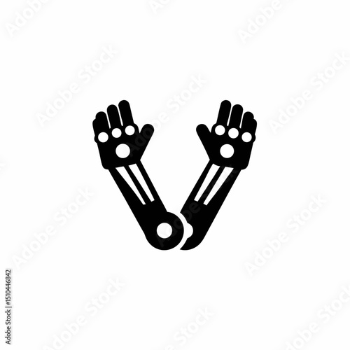 Bionic Arm Technology Vector Silhouette Icon Design