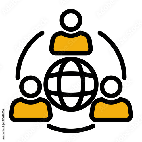 Outsourcing Strategy Icon - Color Lineal Style for Global Workforce. (Color Lineal Style)
