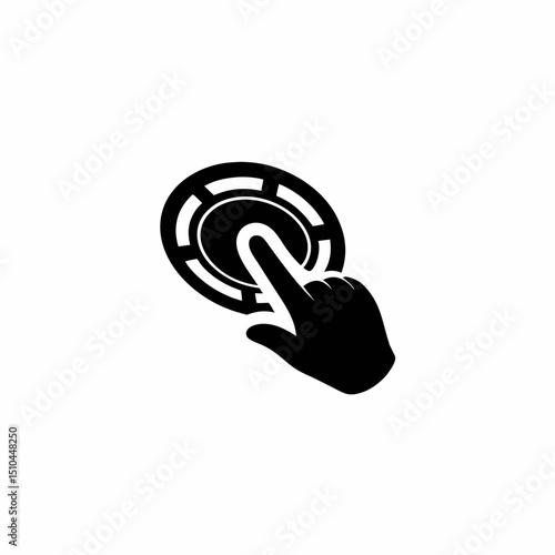 Futuristic Gesture Pad Icon with Hand over Circular Display