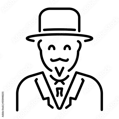 An outline style icon of bowler hat