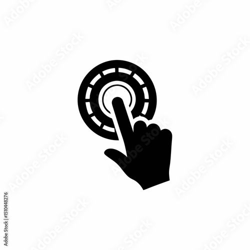 Futuristic Gesture Pad Icon with Hand over Circular Display