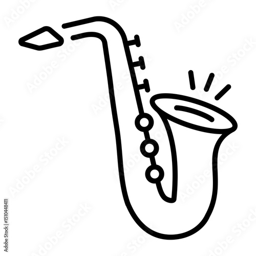 A linear icon depicting a musical saxophone