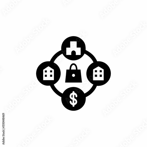 Headless Commerce Architecture Vector Silhouette Icon