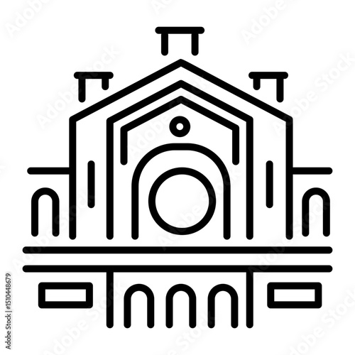 A line style icon depicting ally pally building