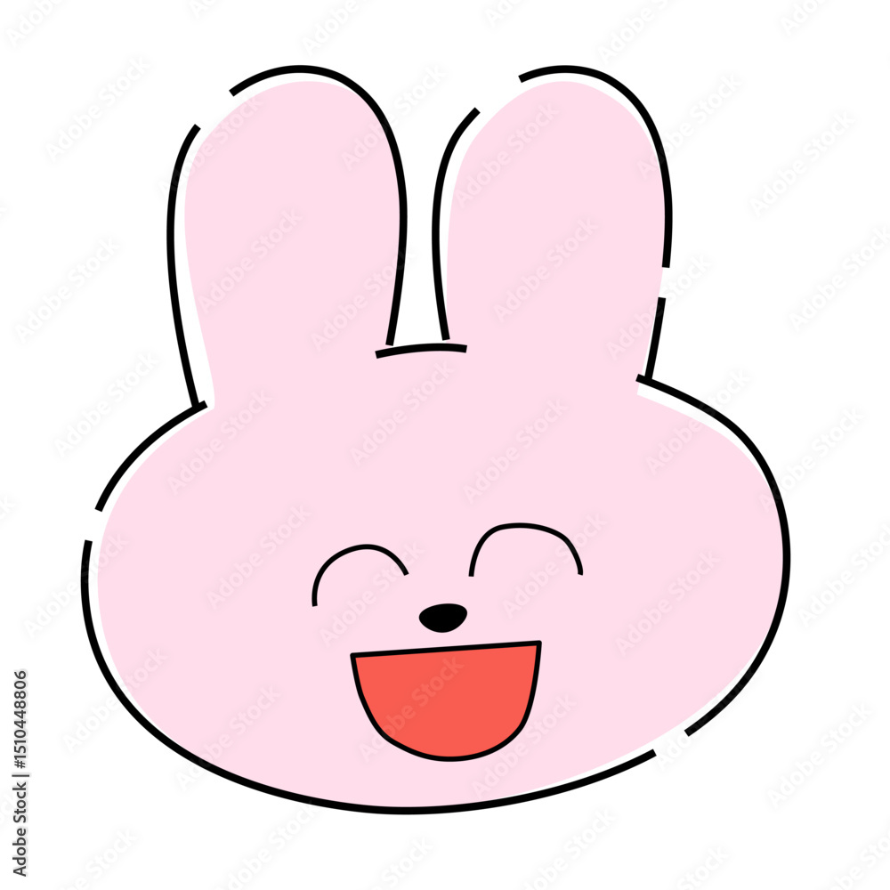 ニコニコしているピンクのうさぎイラスト22 ニコニコしているピンクのうさぎイラスト22