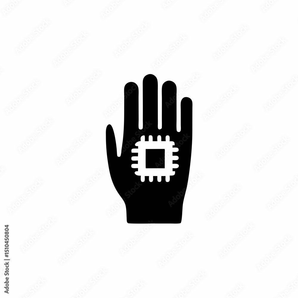 Obraz premium Smart Chip Implant Vector Silhouette Icon Design