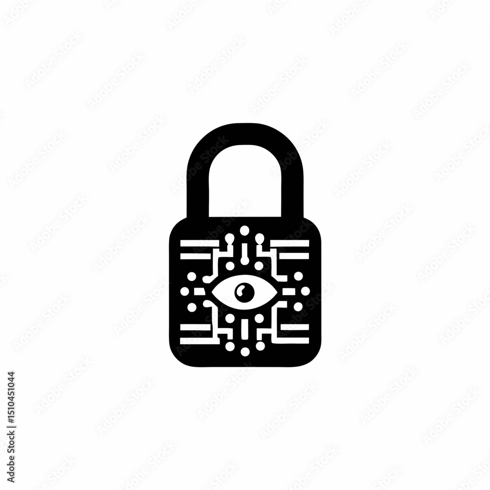 Smart Lock With Iris Scan Icon Padlock With Eyeball Smart Lock With Iris Scan Icon Padlock With Eyeball