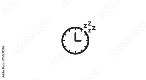 Simple Black Alarm Clock Icon with Zzz Symbols on White Background
