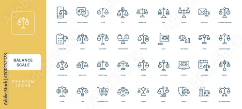 collection balance scale icons concepts like justice finance decision-making