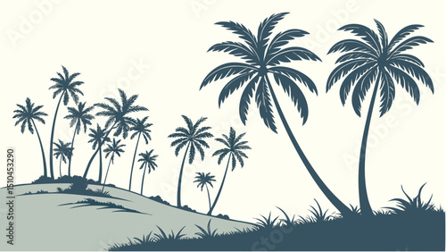 palm trees on the beach vector illustration