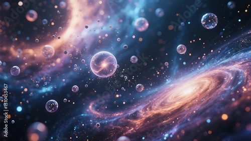 Cosmic Nebula with Glowing Blue and Orange Hues in Dark Space