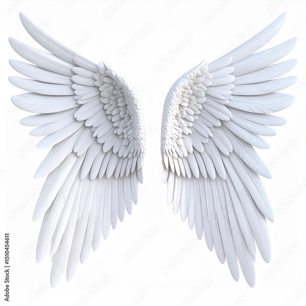 Fototapeta premium Pair of Large White Feathery Angel Wings