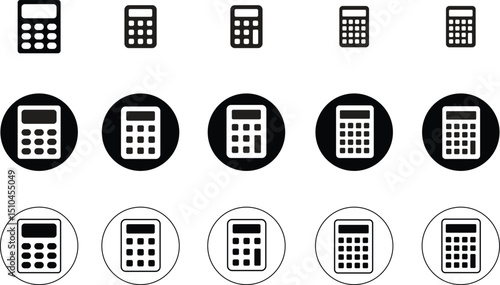 Set of calculator icons for calculation of accounting and finance for business. Mathematical problem solvers calculators.