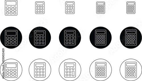Set of calculator icons for calculation of accounting and finance for business. Mathematical problem solvers calculators.