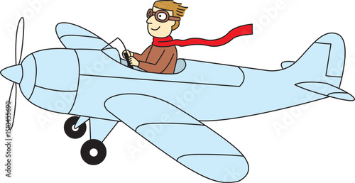 비행기 조종사 남자 벡터