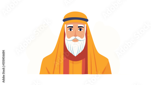 Islamic Male with Taqiyah and Beard Illustration
