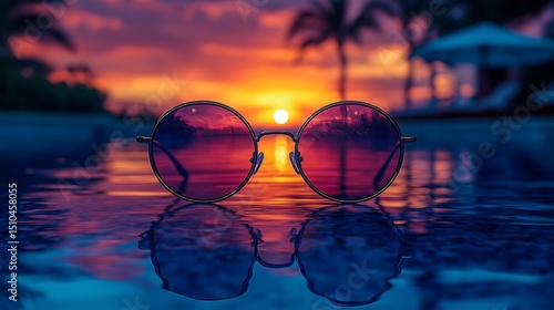 Wallpaper Mural Sunglasses Reflecting Tropical Sunset. Travel Lifestyle Aesthetic Torontodigital.ca