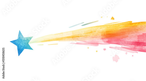 Vibrant multicolored shooting star streaking across night sky, leaving trail of colorful light and wonder