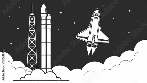 Rocket Silhouette Vector Icon – Space Launch Logo Illustration

