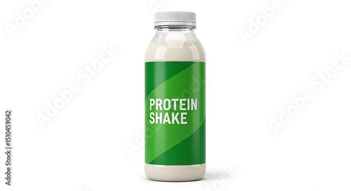 A refreshing protein shake in a clear plastic bottle. It's perfect for a post-workout recovery or a quick energy boost. The design is clean and simple, with a focus on the product itself
