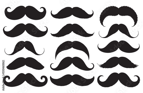 Black mustaches for use in creative and trendy facial hair illustrations