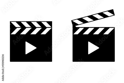 Clapper board vector icon set. Movie clapper board icon. cinema, film, video symbol concept. Vector illustration design