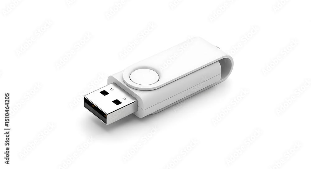White USB flash drive isolated on white background White USB flash drive isolated on white background