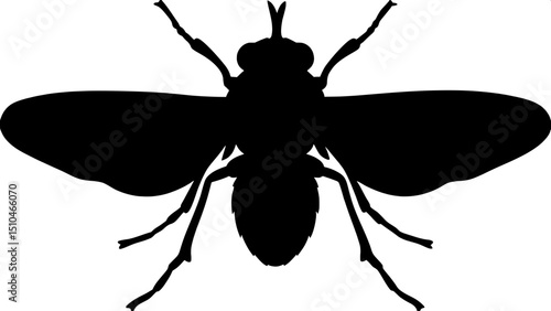Silhouette of a fungus gnat, symmetrical front view, isolated, minimalist design









