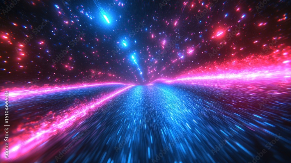 Fototapeta premium Futuristic space tunnel with vibrant neon colors