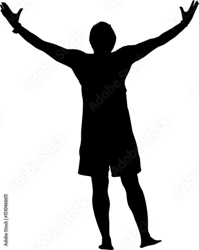 silhouette of a man hands in air