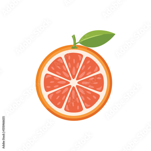 Juicy Grape fruit Illustration with Pink Flesh and Orange Peel.